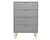 CURA Grey 4-Drawer Dresser for Bedroom Tallboy – Modern Storage Cabinet Tallboy with Golden Handles Tallboy Chest of Drawer